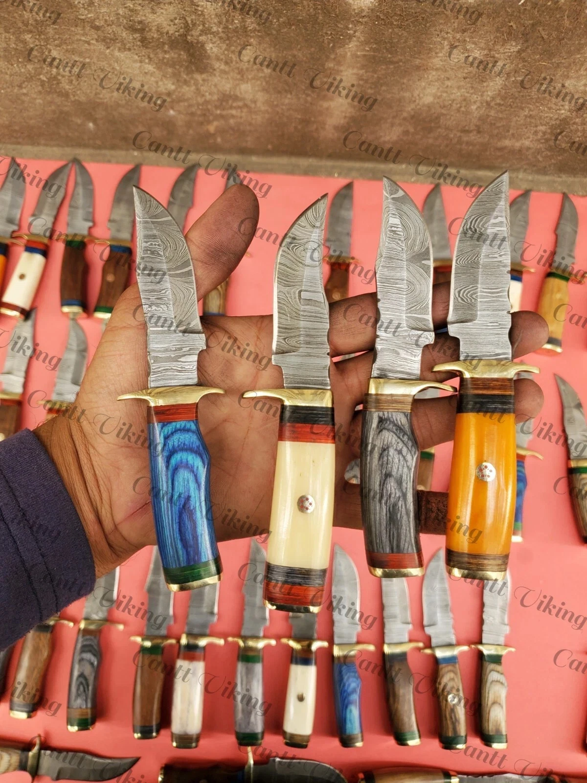 Set of 20 Custom Handmade Damascus Steel 6" Camping & Hunting Knives - From USA