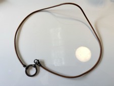 LaLoop 20" brown leather sterling silver eyeglass glasses holder necklace 925
