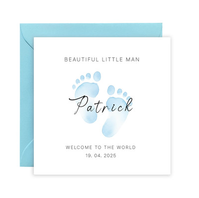 Personalisierte neue Baby Willkommen auf der Welt, Babyparty Karte für Baby Junge