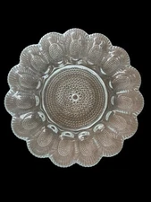 🤩STUNNING VINTAGE 11" HOBNAIL CLEAR HEAVY GLASS  DEVILED EGG PLATTER PLATE