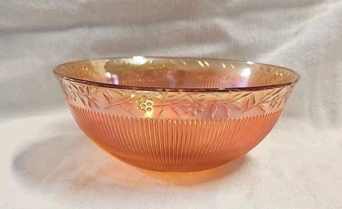 Carnival Marigold Orange Glass Bowl Dish Daisy Edge 7" F1