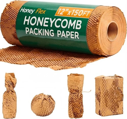12" x 150FT Honeycomb Packing Paper Roll for Moving & Shipping –Expandable Kraft - product listing photo