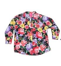 Catherine Malandrino Half Button Down Floral Shirt Top size Small