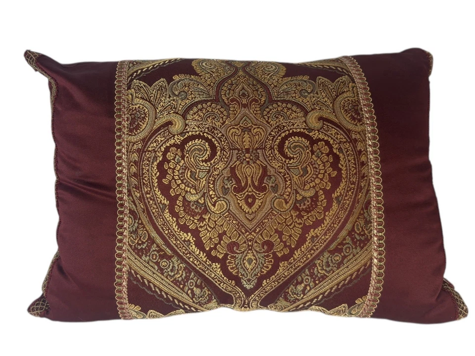 Almohada Croscill Home Galleria Damasco Borla Decorativa Borgoña Brocado Jacquard Foto 4 de 4