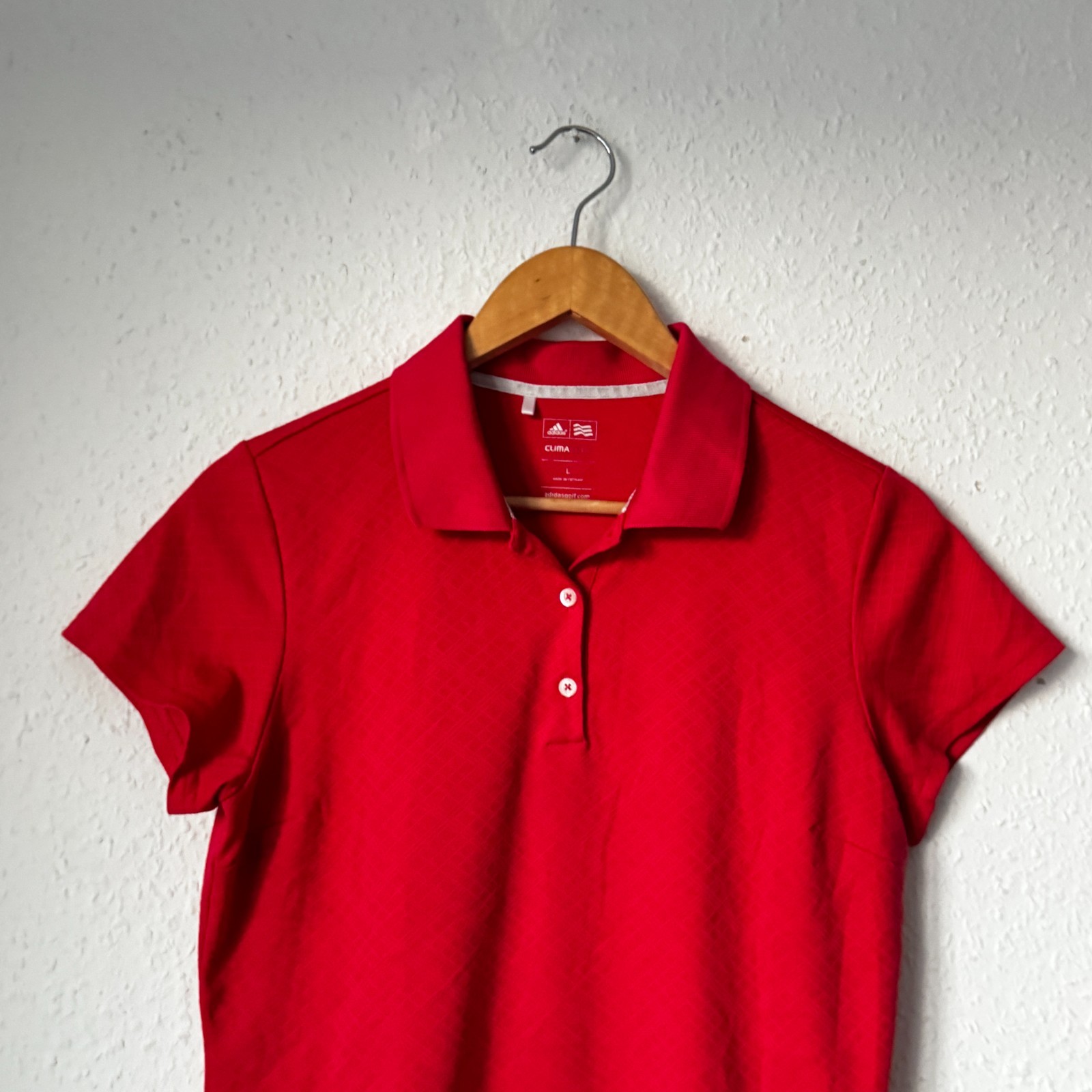 Adidas Golf ClimaCool Women's Red Textured Polo Shirt - Size L - Vintage 2010 image 4