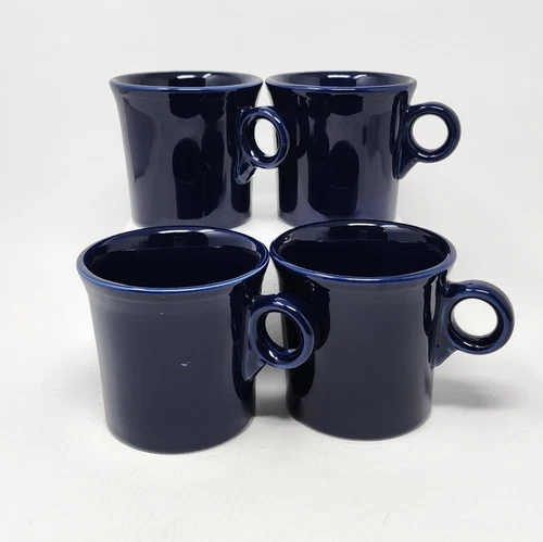 Set of 4 Fiestaware Tom and Jerry Cobalt Blue Coffee Mug With O Ring Handle