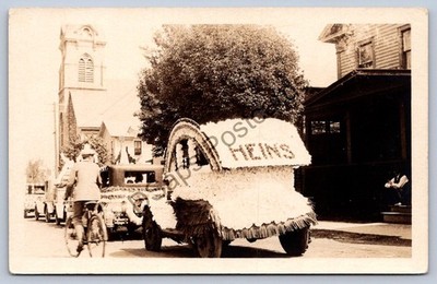 K55/ Elmira New York RPPC Postcard c1920 Heins Parade Float Bicycle 439