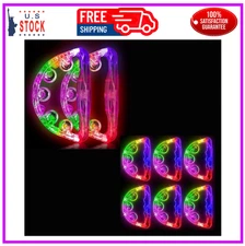 LED Tambourine, Light up Toys Handheld Musical Flashing Tamborine Autism Toys Pa