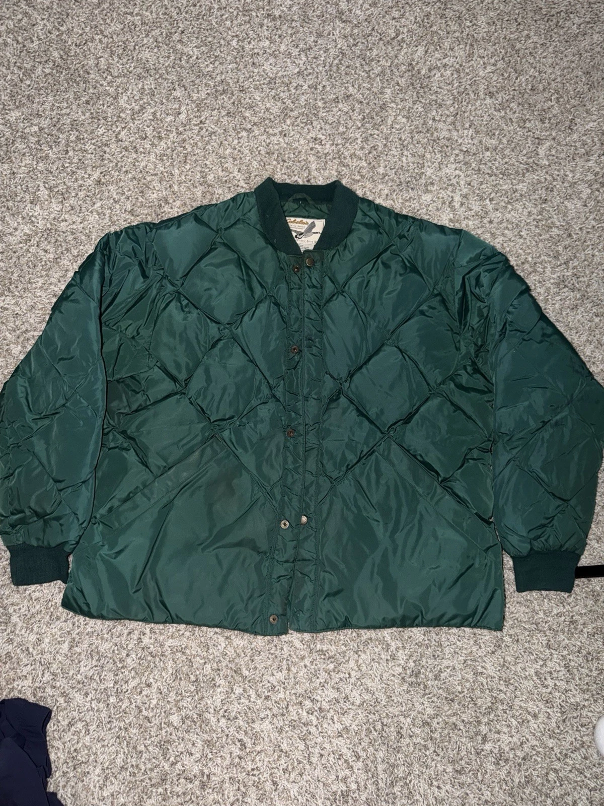 VTG Cabelas Premier Northern Goose Down Quilted Puffer Mens XL Bomber Green 90s
Opens in a new windo