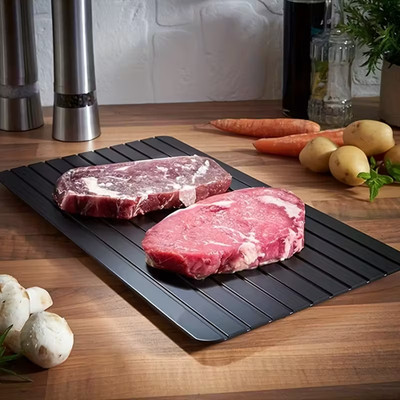 Rapid Defrosting Tray for Frozen Meat   Fast Natural Thaw Aluminum Plate, Quick