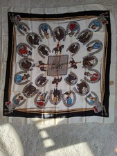 Vintage 40's "A CHACUN SON CHEVAL" Silk Scarf BG Creations 32x32