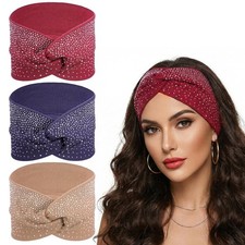 Rhinestone Headbands for Women, 3 Pcs Sparkly Crystal Wide Headbands Bling Fancy