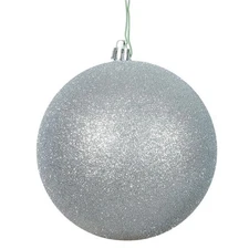 Vickerman N592507DG Silver Glitter Drilled Cap Ball Ornament  10 in.