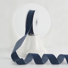 2 Rolls Navy Blue Velvet Ribbon 1 Inch x 20 Yards Single Face Nylon Fabric