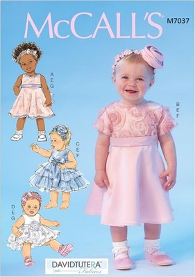 McCall's Sewing Pattern M7037 Infants Dresses Panties Headband Size NB-XL UNCUT