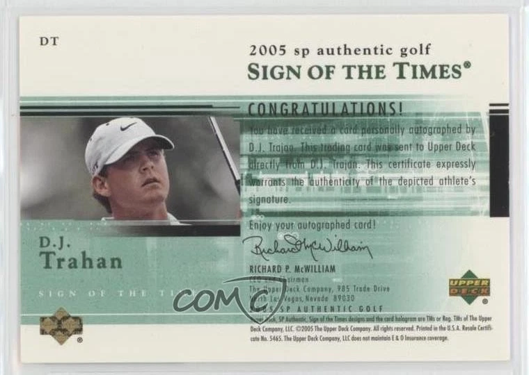 2005 SP Authentic Sign of the Times DJ Trahan #DT Rookie Auto RC - Image 2 of 2