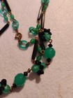 TRUE ART DECO CZECH GLASS GREEN BLACK NECKLACE URANIUM GLOWY GLASS 24" FABULOUS  — photo 10