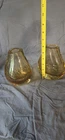 Amber Bubble Glass Bookend Vases Heavy  Carl Erickson Blenko? MCM