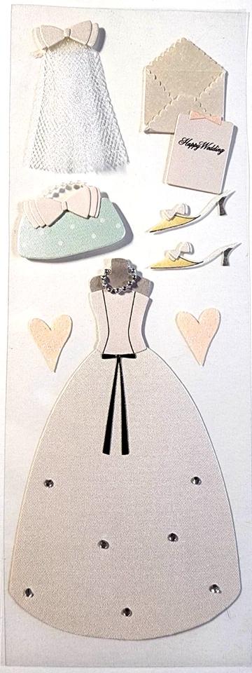 Vestido de novia Velo Cartera Zapatos Boda Jolee's Pegatinas 3D *Nuevo paquete abierto añadir pegamento Foto 2 de 4
