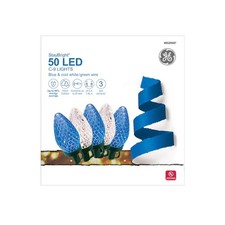 GE StayBright 50 LED C9 Blue Cool White String Lights with Green Wire
