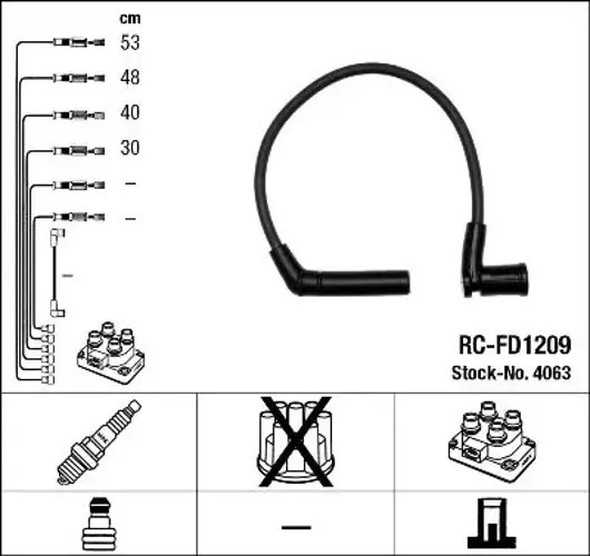 Ignition leads Resistive Ignition Cable 4063 NGK for FORD STREET KA KA