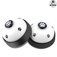 Dog Training Bells 2 Pack White Metal Non-Skid Base Paw Print Potty Trainer