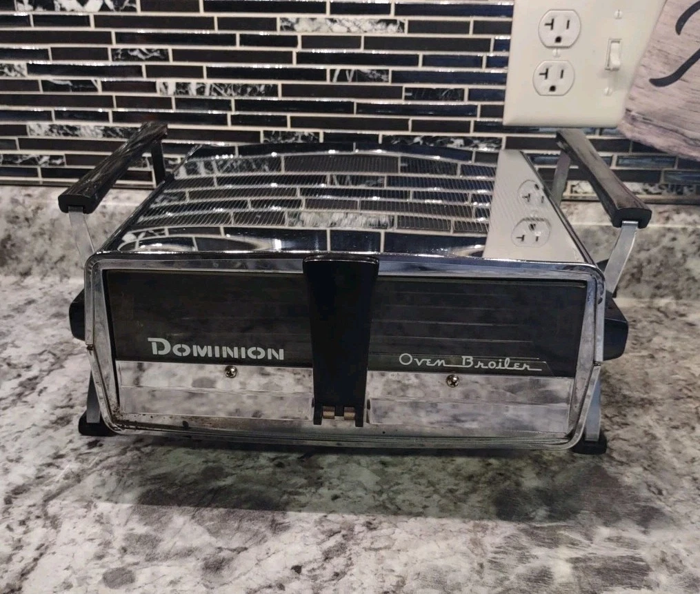 1960s Dominion Oven- Broiler Electric Toaster Oven Multi-function Chrome/Glass