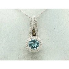 Collier pendentif aigue-marine Le Vian en or blanc 14 carats 1 1/4 cts