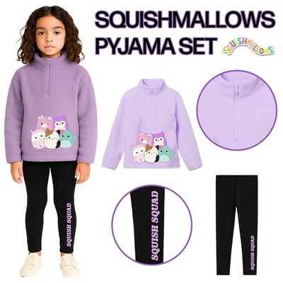 Squishmallows Mädchen Loungewear Borg Viertel Reißverschluss Top & Legging Set Größe 3-8 Jahre
