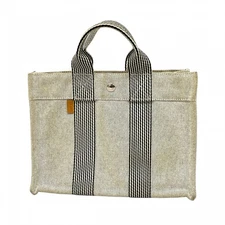 5Oe5754 Hermes Tote Bagfool To Pm Canvas Gray Silver Hardware Used Ladies