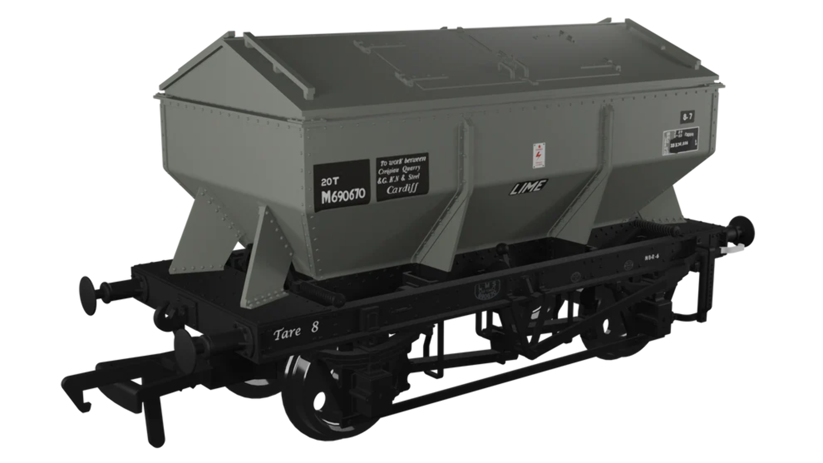 Rapido Trains 963011 OO Gauge LMS Iron Ore Hopper – BR (Lime) No.M690670