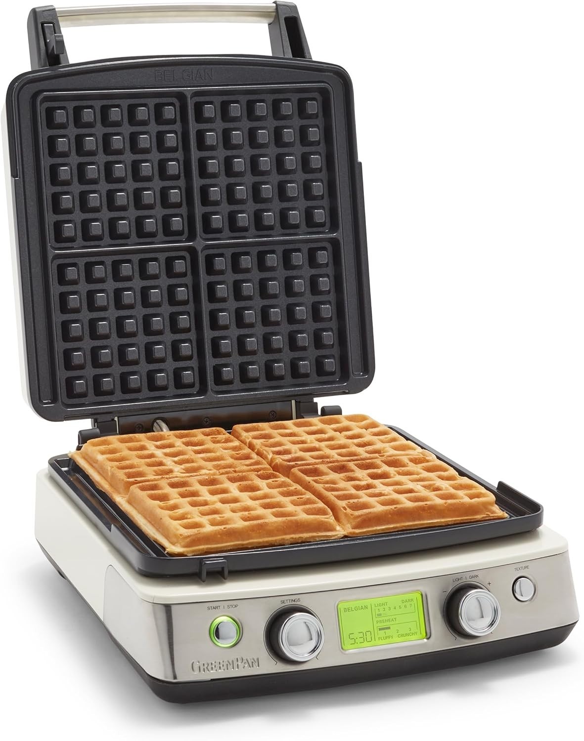 GreenPan Elite 4-Square Belgian & Classic Waffle Maker **COSMETIC DEFECTS**