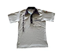 Vintage 70s Hilton Men's Medium Chain Stitch Steve Hookers Beige Bowling Shirt