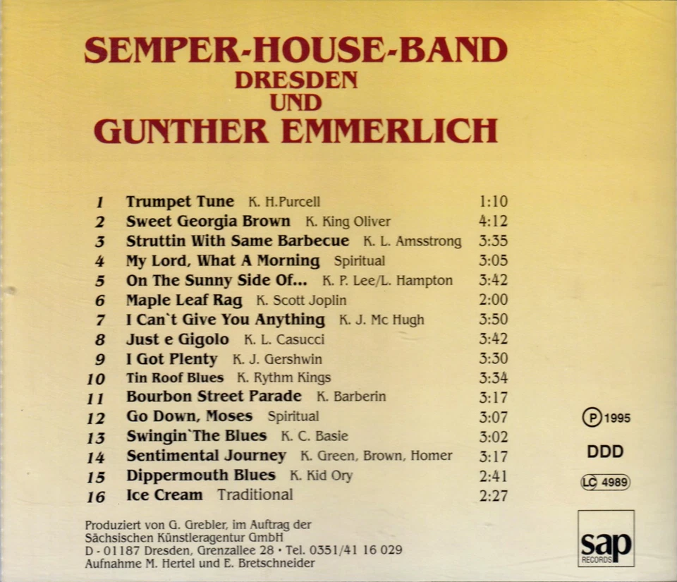 Gunther Emmerlich und die Semper-House-Band Dresden [CD] Zustand neuwertig - Bild 2 von 2
