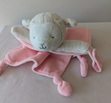 Carter  s Lamb Sheep Pink Lovey Rattle Pacifier Clip Plush Security Baby Blanket