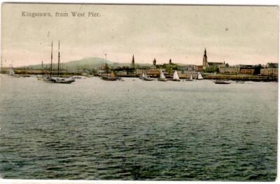AK Kingstown / Saint Vincent / From West Pier - gel. 1906 Dublin, farbig, Hafen