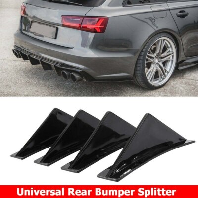 Rear Bumper Diffuser Shark Fins Spoiler Splitter For AUDI A3 A4 A5 A6 A7 B8 S3