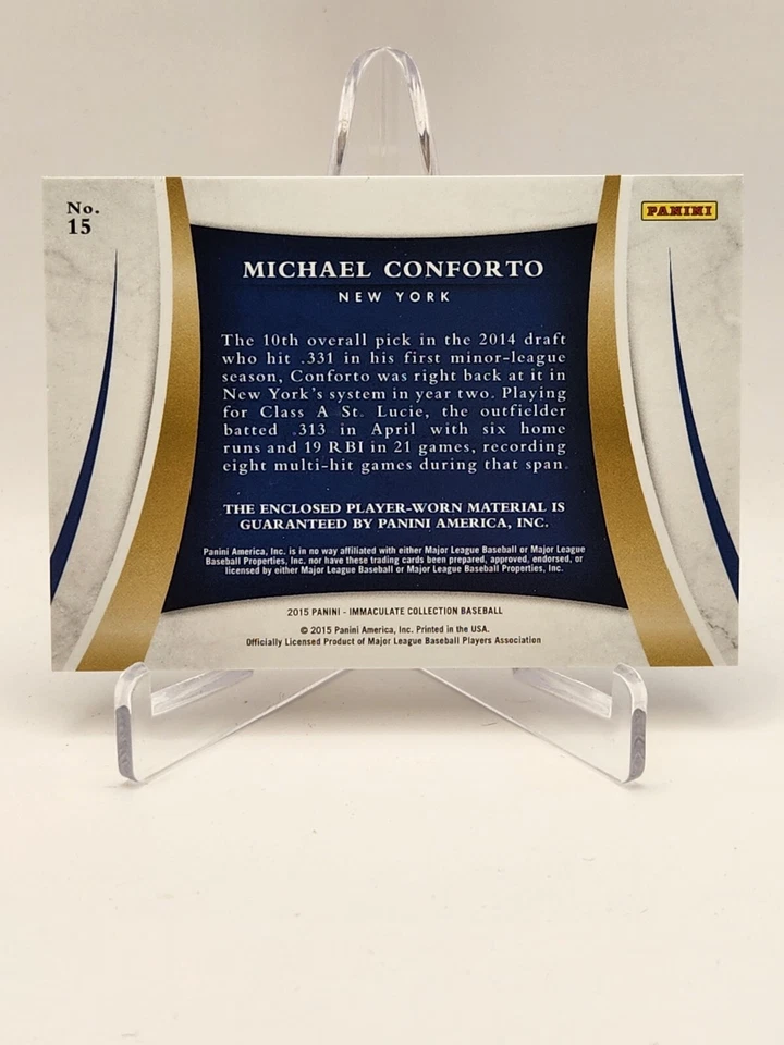 2015 Panini Immaculate Collection Baseball Michael Conforto Quad Swatch 50/99 - Image 2 of 2