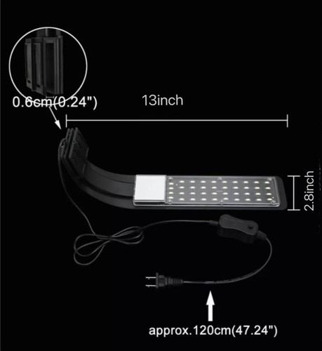 VirgoX9 Aquarium LEDLight 15W Clip-On-Lamp Aquatic For10-25inch Fish Tank(black) - Picture 3 of 8