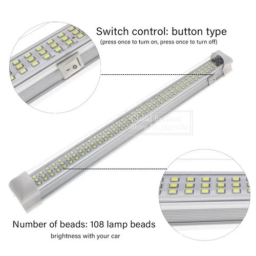 Universal 12-80V Car Interior Light Bar White 108 LED Light Strip For Van Truck - Picture 3 of 6