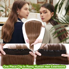100% Real Remy Clip In Human Hair Extensions 3/4Full Head Blonde THICK One Piece