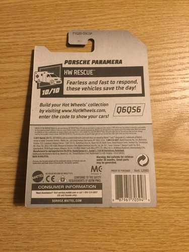 HOT WHEELS 2019 #100 RESCUE PORSCHE PANAMERA POLICE MISSING TAMPO ERROR - Picture 5 of 5