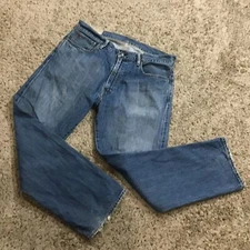 Ralph Lauren Polo Men's Jeans 35x30 Boot Cut Y2K Factory Distressed Medium Wash