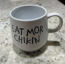 2023 Chick-fil-a EAT MOR CHIKIN Slogan White 17 oz Ceramic Coffee Mug
