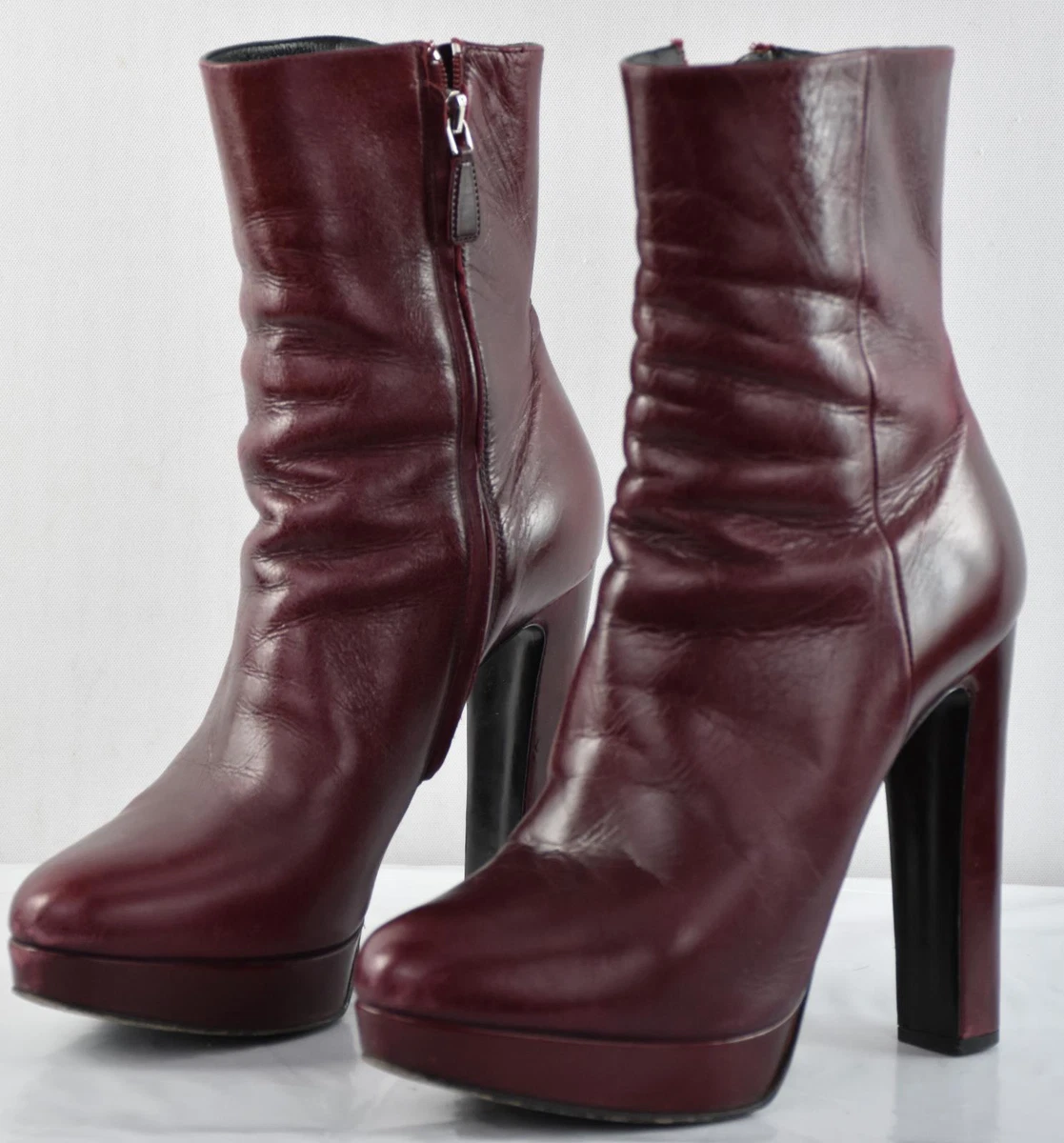 Burgundy heeled ankle boots sale