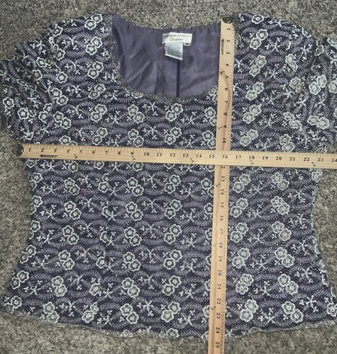 Adrianna Papell Occasions Top Womens 18 Silk Purple Floral Beaded Formal Lined - Picture 4 of 20