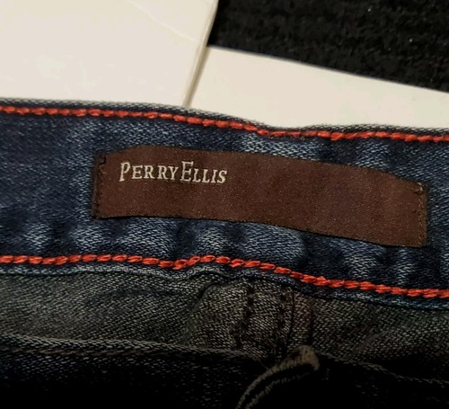 80s Perry Ellis Dk Wash Denim BL Jeans Brown Label Red Stitching 100% Cott 36x32 - 第 2/14 張圖片
