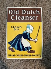 Vintage Ande Rooney Old Dutch Cleanser Sign Heavy Metal Tin 9x13 Inch 