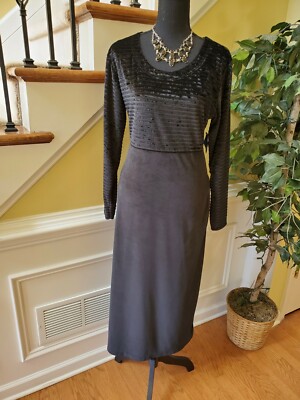 NWT VINTAGE WOMENS New York VELVET DRESS POCKETS STRETCH