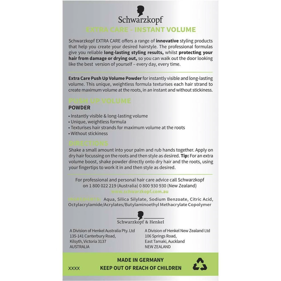 Schwarzkopf Extra Care Hair Powder Instant Volume Styling 10g - Image 2 of 4